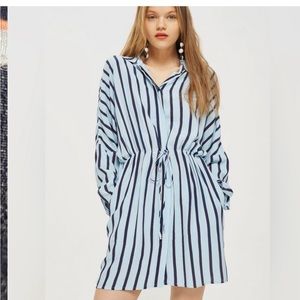TOPSHOP Striped Button Down Shirt Mini 👗 Dress